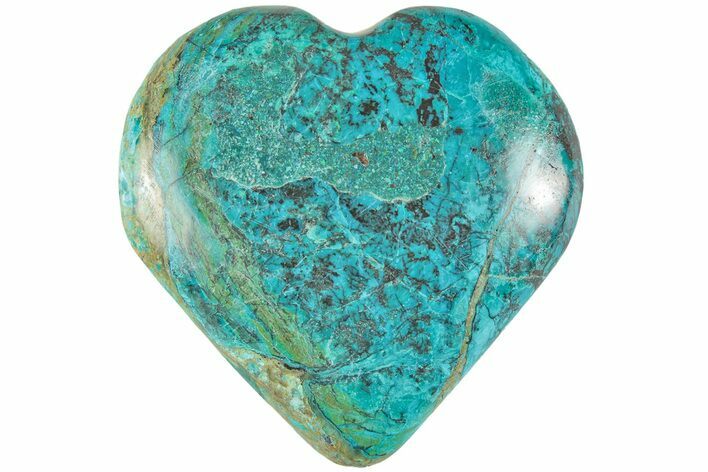 Polished Vibrant Blue Chrysocolla Heart - Peru #211001